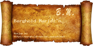 Berghold Marián névjegykártya
